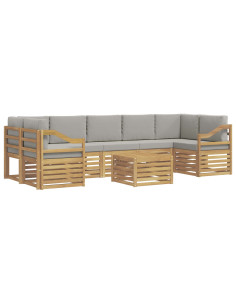 Set di divani da esterno 8 pcs Bianco e Grigio Chiaro 2