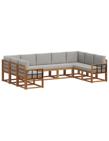 Set di divani con cuscino 9 pcs Grigio Naturale e Chiaro