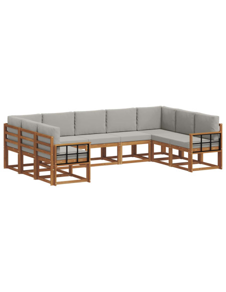 Set di divani con cuscino 9 pcs Grigio Naturale e Chiaro