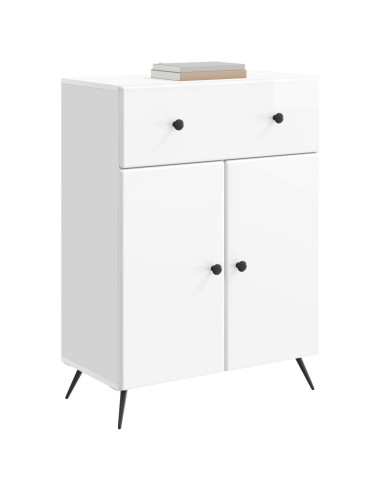 Credenza Bianco Lucido 66 x 34,5 x 90 cm Legno ingegnerizzato
