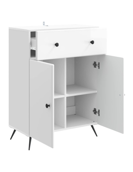 Credenza Bianco Lucido 66 x 34,5 x 90 cm Legno ingegnerizzato