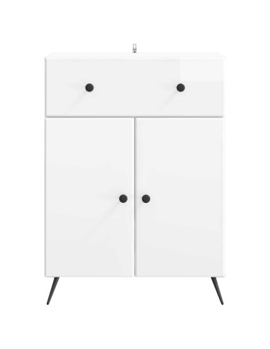 Credenza Bianco Lucido 66 x 34,5 x 90 cm Legno ingegnerizzato