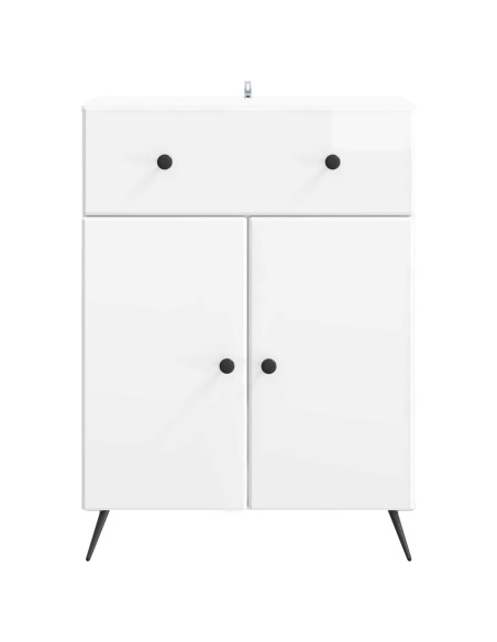 Credenza Bianco Lucido 66 x 34,5 x 90 cm Legno ingegnerizzato