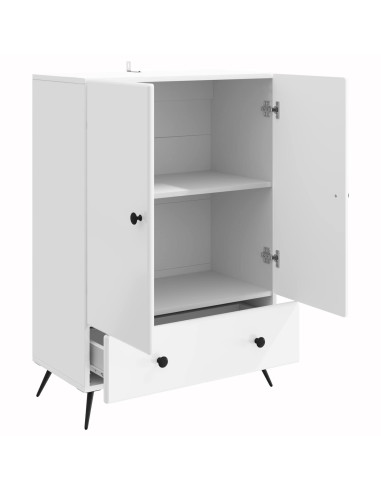 Credenza Bianco Lucido 66 x 34,5 x 95 cm Legno ingegnerizzato