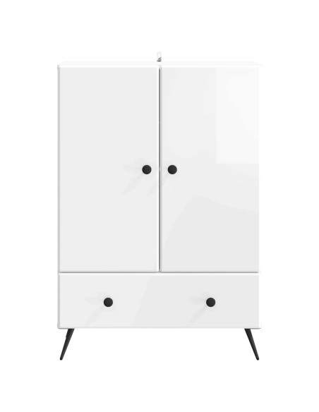Credenza Bianco Lucido 66 x 34,5 x 95 cm Legno ingegnerizzato