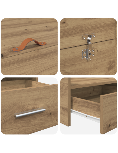 Struttura letto con contenitore Rovere artigianale 140 x 200 cm