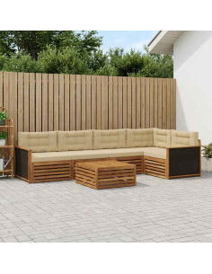 Set di divani da esterno 6 pcs Naturale e Beige 79 x 79 x 37 cm