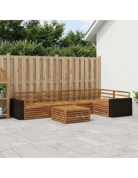 Set di divani da esterno 6 pcs Naturale 79 x 79 x 37 cm