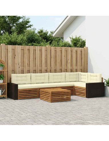 Set di divani da esterno 6 pcs Naturale e Crema 79 x 79 x 37 cm