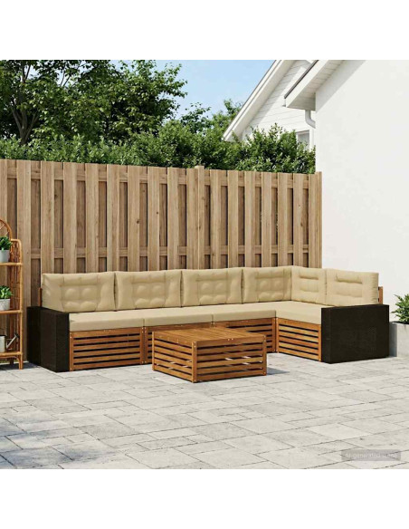 Set di divani da esterno 6 pcs Naturale e Beige 79 x 79 x 37 cm