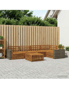 Set di divani da esterno 6 pcs Naturale 79 x 79 x 37 cm