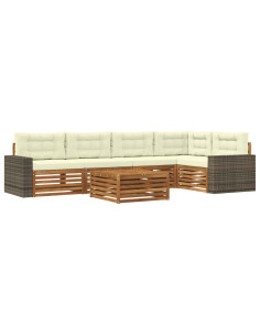 Set di divani da esterno 6 pcs Naturale e Crema 79 x 79 x 37 cm