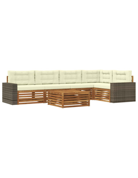 Set di divani da esterno 6 pcs Naturale e Crema 79 x 79 x 37 cm