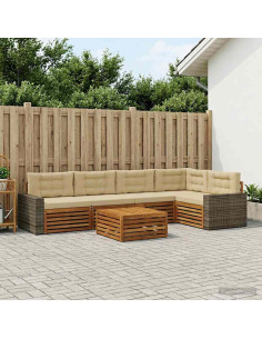 Set di divani da esterno 6 pcs Naturale e Beige 79 x 79 x 37 cm