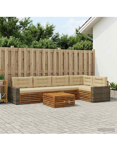 Set di divani da esterno 6 pcs Naturale e Beige 79 x 79 x 37 cm
