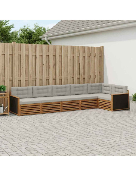 Set di divani da esterno 6 pcs Naturale e Grigio Chiaro