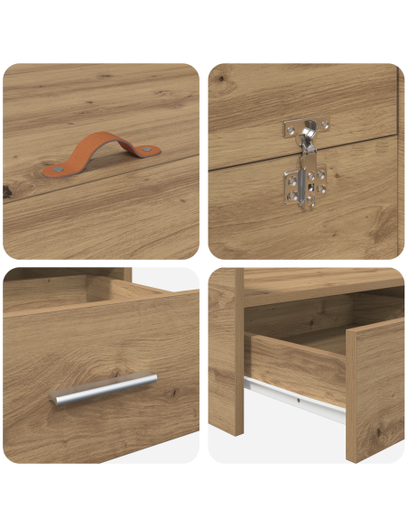 Struttura letto con contenitore Rovere artigianale 135 x 190 cm