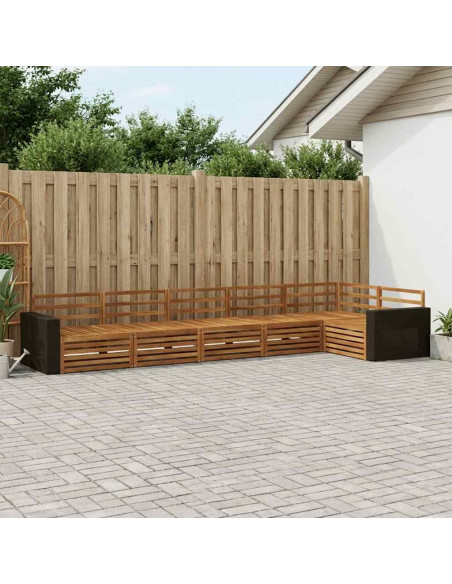 Set di divani da esterno 6 pcs Naturale 402 x 172,5 x 73 cm