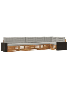 Set di divani da esterno 6 pcs Naturale e Grigio Chiaro