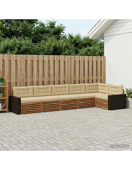 Set di divani da esterno 6 pcs Naturale e Beige