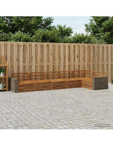 Set di divani da esterno 6 pcs Naturale 402 x 172,5 x 73 cm