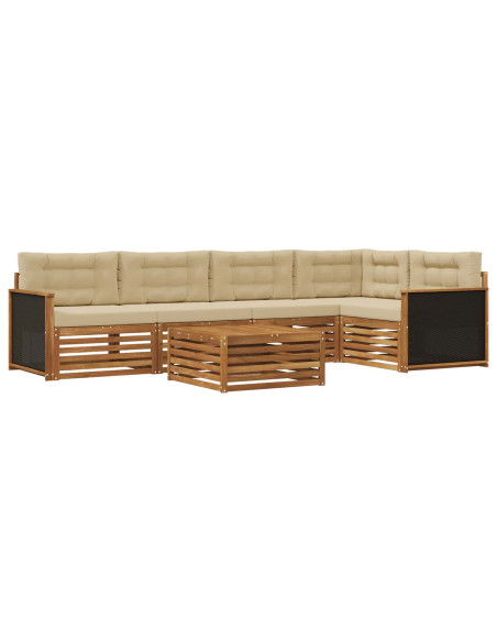Set di divani da esterno 6 pcs Naturale e Beige 79 x 79 x 37 cm