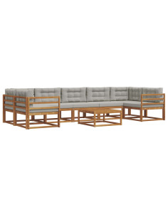 Set di divani da esterno 8 pcs Grigio Naturale e Chiaro 2