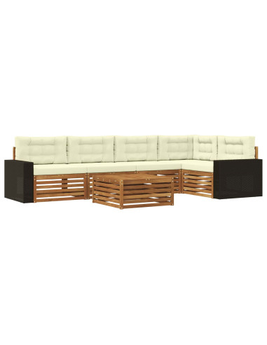 Set di divani da esterno 6 pcs Naturale e Crema 79 x 79 x 37 cm