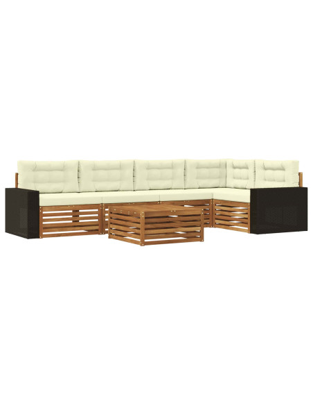 Set di divani da esterno 6 pcs Naturale e Crema 79 x 79 x 37 cm