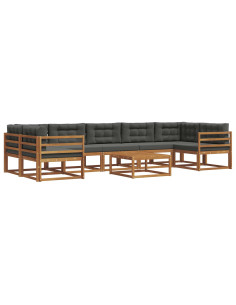 Set di divani da esterno con cuscino 8 pcs Naturale e Antracite 2