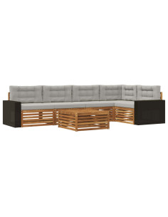 Set di divani da esterno 6 pcs Naturale e Grigio Chiaro 2