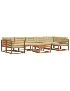 Set di divani da esterno con cuscino 8 pcs Naturale e Beige 2