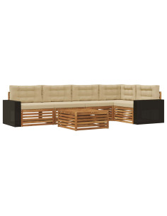 Set di divani da esterno 6 pcs Naturale e Beige 79 x 79 x 37 cm 2