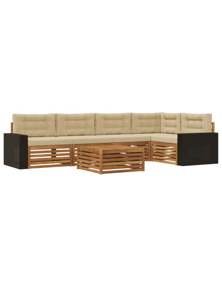 Set di divani da esterno 6 pcs Naturale e Beige 79 x 79 x 37 cm