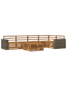 Set di divani da esterno 6 pcs Naturale 79 x 79 x 37 cm 2