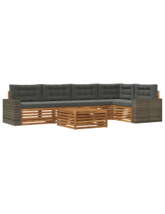 Set di divani da esterno 6 pcs Naturale e Antracite 2