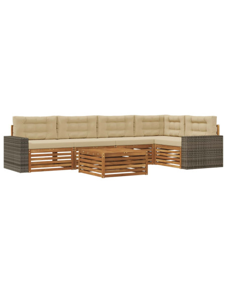 Set di divani da esterno 6 pcs Naturale e Beige 79 x 79 x 37 cm