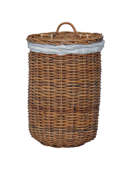 Cesto per Lavanderia 2 pcs Marrone Rattan Kubu
