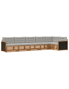 Set di divani da esterno 6 pcs Naturale e Grigio Chiaro 2