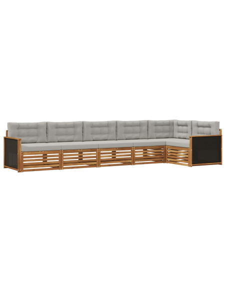 Set di divani da esterno 6 pcs Naturale e Grigio Chiaro
