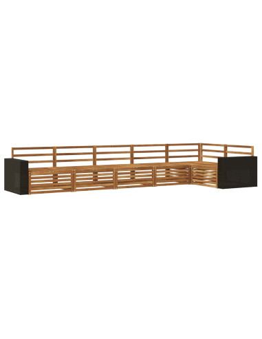 Set di divani da esterno 6 pcs Naturale 402 x 172,5 x 73 cm