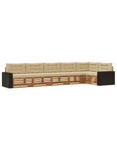 Set di divani da esterno 6 pcs Naturale e Beige 2