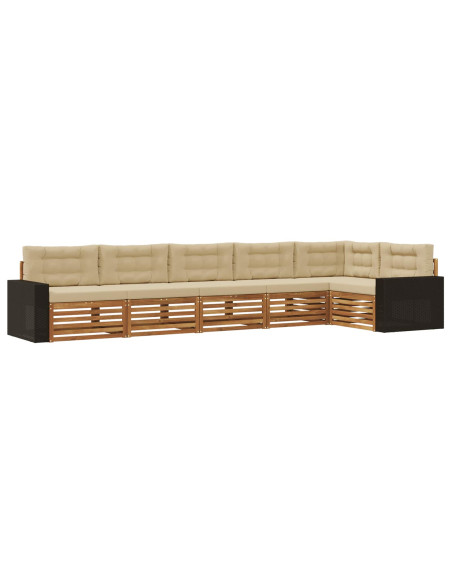 Set di divani da esterno 6 pcs Naturale e Beige