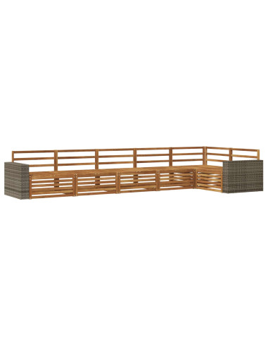 Set di divani da esterno 6 pcs Naturale 402 x 172,5 x 73 cm