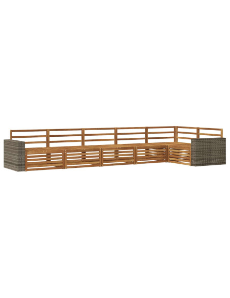 Set di divani da esterno 6 pcs Naturale 402 x 172,5 x 73 cm