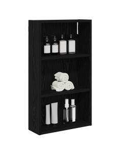Armadio da bagno a muro Rovere Nero 40 x 14 x 70 cm 2