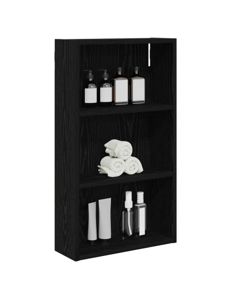 Armadio da bagno a muro Rovere Nero 40 x 14 x 70 cm