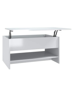 Tavolino da Salotto Bianco Lucido 80x50x40 cm Legno Multistrato 2