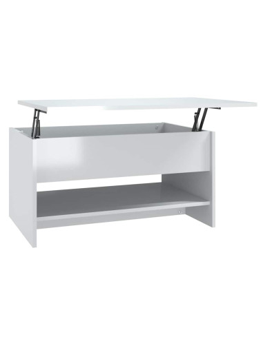 Tavolino da Salotto Bianco Lucido 80x50x40 cm Legno Multistrato
