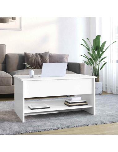 Tavolino da Salotto Bianco Lucido 80x50x40 cm Legno Multistrato